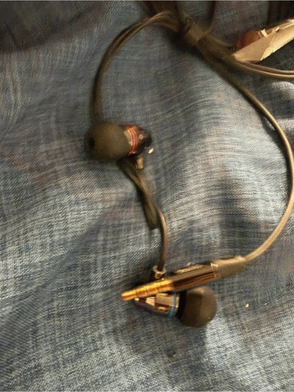 Wired In-Ear Earphones - Black with Blue & Red Accents